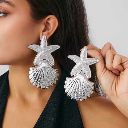 Design Ins Starfish Conch Pendant Necklace Earrings